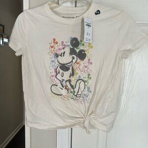 Abercrombie Kids Cream Tee with Colorful Mickey Design NWT Tween Trendy